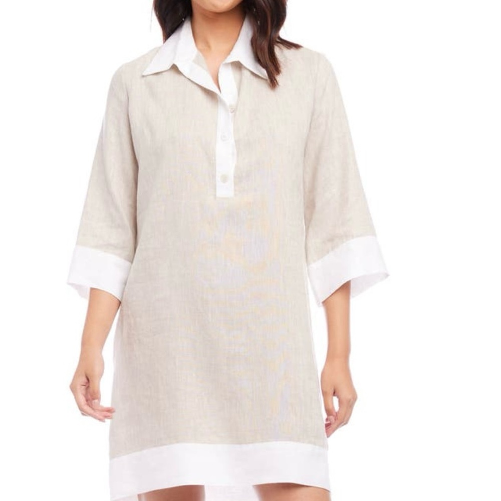 Karen Kane Colorblock Linen Shirtdress
